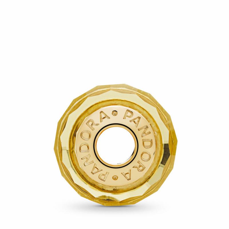 Pandora Golden Faceted Murano Glass Charm Ireland - 18ct Gold Plated/Glass/Gold - 598403WEI